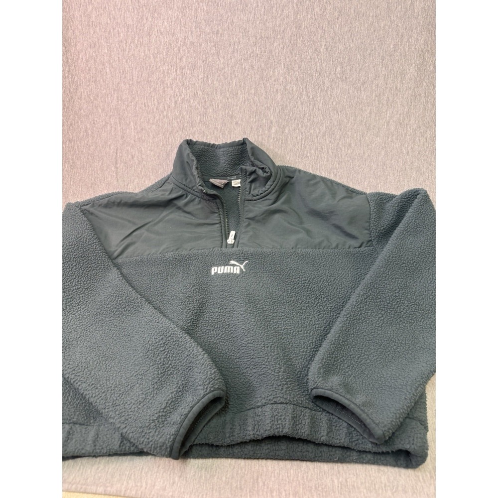 Puma Women's XS Fleece Quarter Zip Pullover Black Long Sleeve Athletic Jacke - Picture 1 of 8